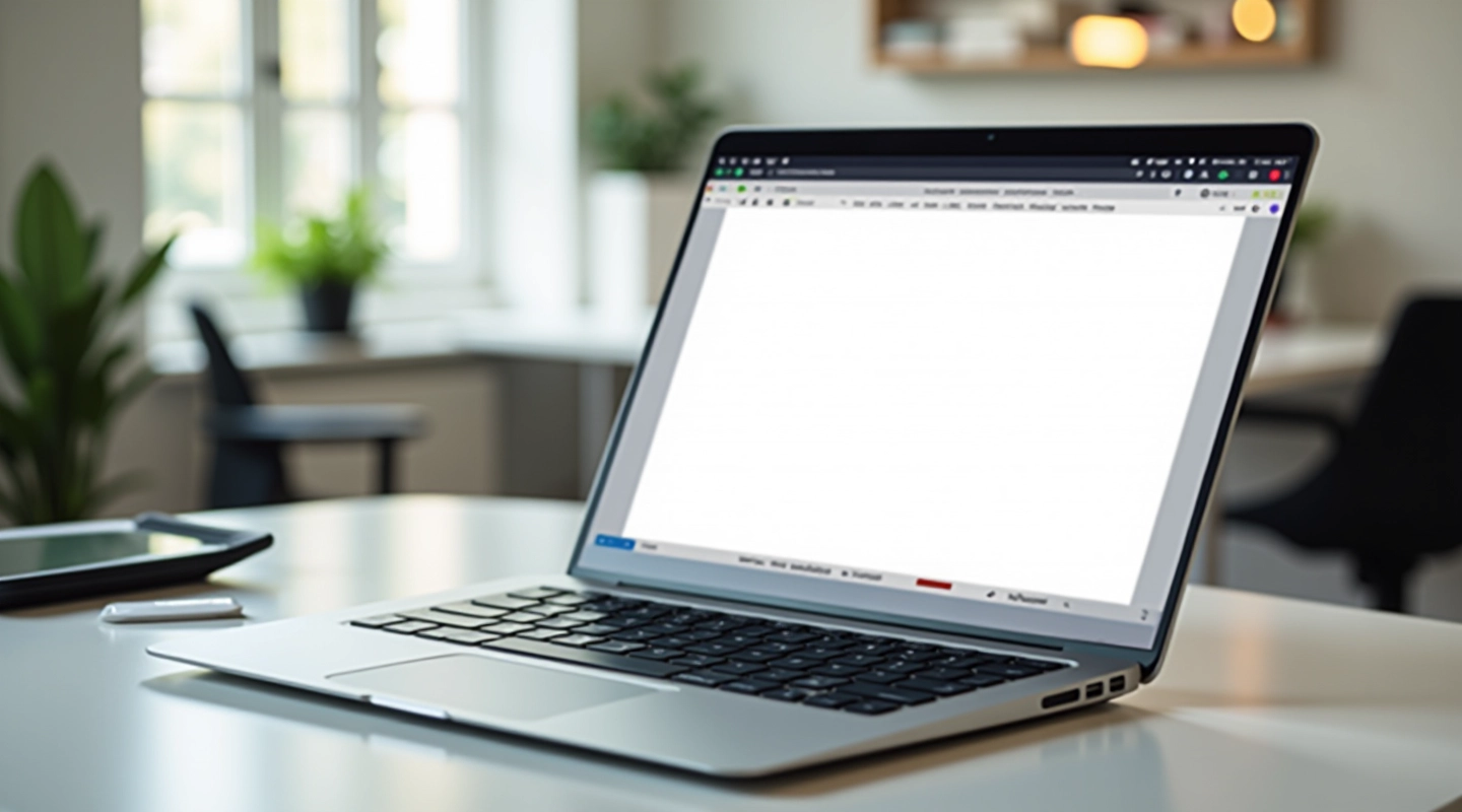 Laptop displaying accessible website design with clear navigation and high contrast text
